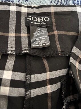 Soho Black Plaid Straight Leg Pants